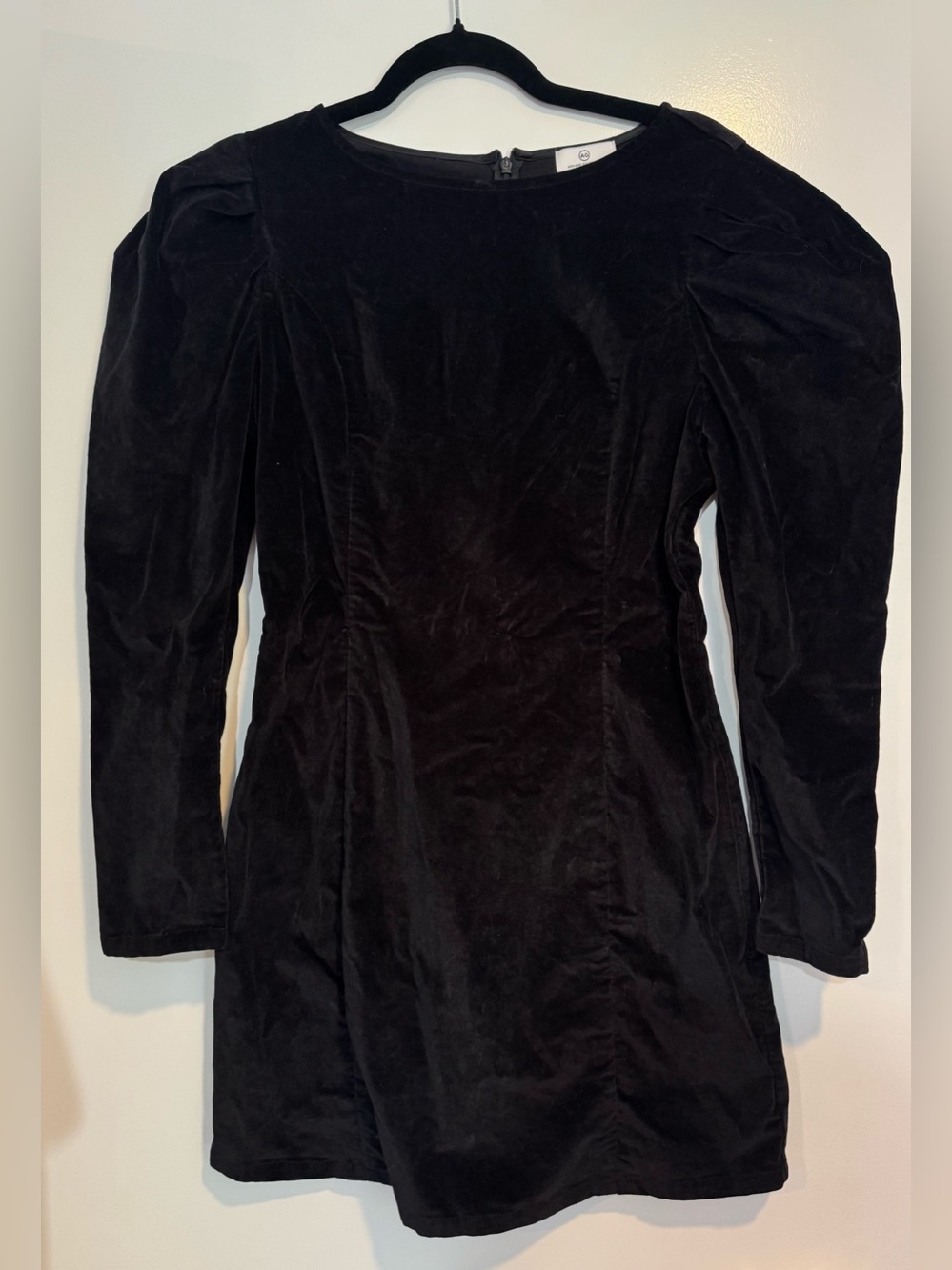 NWOT AG Adriano Goldschmied Walker Velvet Puff Sleeve Dress Black M
